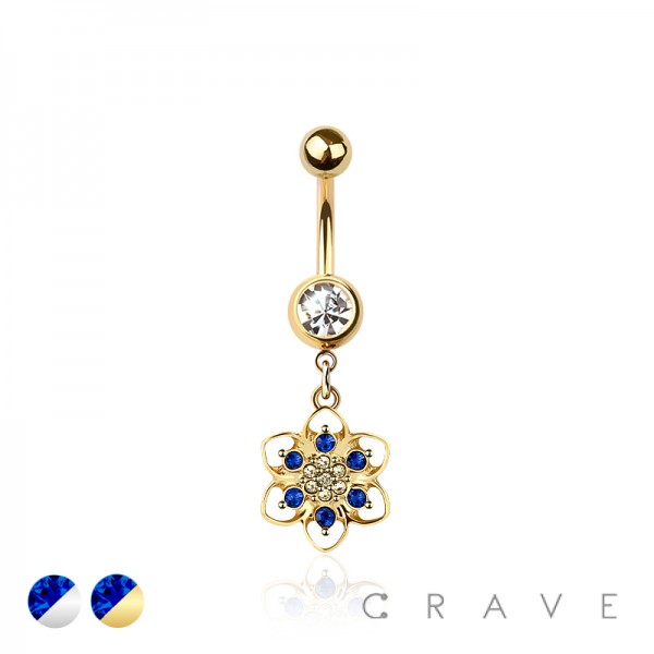 316L SURGICAL STEEL FLOWER ROUND PETALS DANGLE BELLY BUTTON NAVEL RING 316L SURGICAL STEEL FLOWER ROUND PETALS DANGLE BELLY BUTTON NAVEL RING